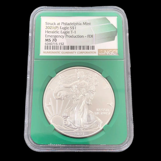 2021 P T1 Heraldic 1 oz America Silver Eagle NGC MS70 Emergency Production
