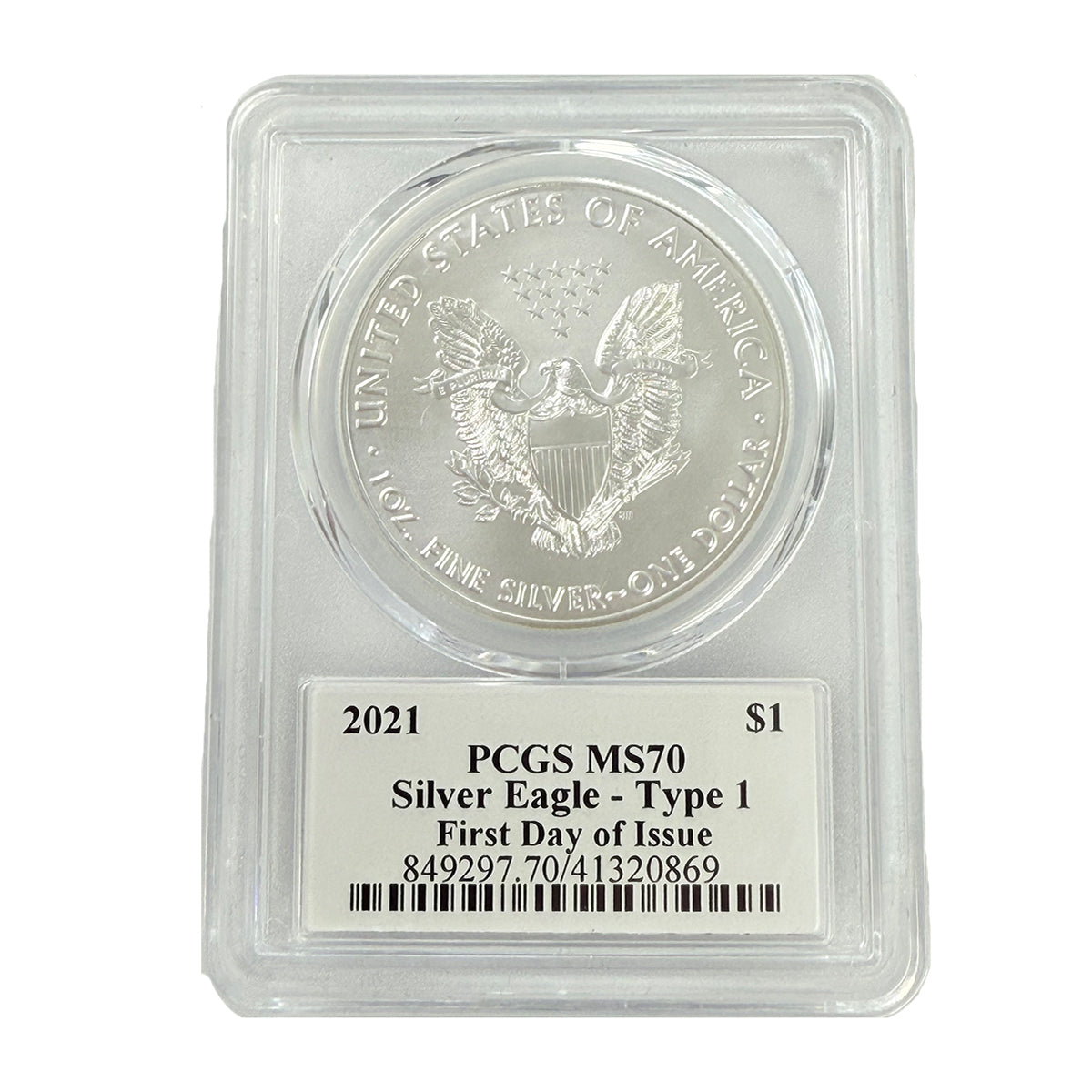 2021 T1 1 oz American Silver Eagle PCGS MS70 FDoI