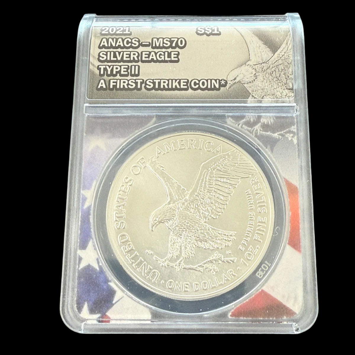 2021 Type 2 1 oz American Silver Eagle ANACS MS70 FS