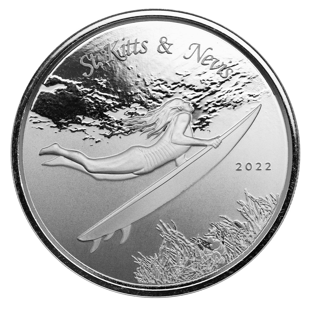 Scottsdale Mint 2022 EC8 St Kitts Underwater Surfer 1 oz Silver Coin