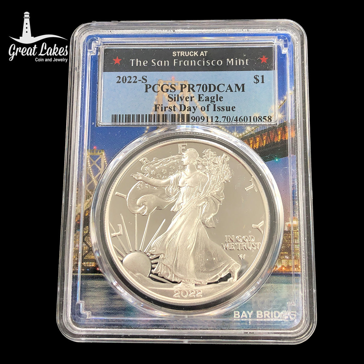 2022-S $1 American Silver Eagle PCGS PR70 DCAM FDoI