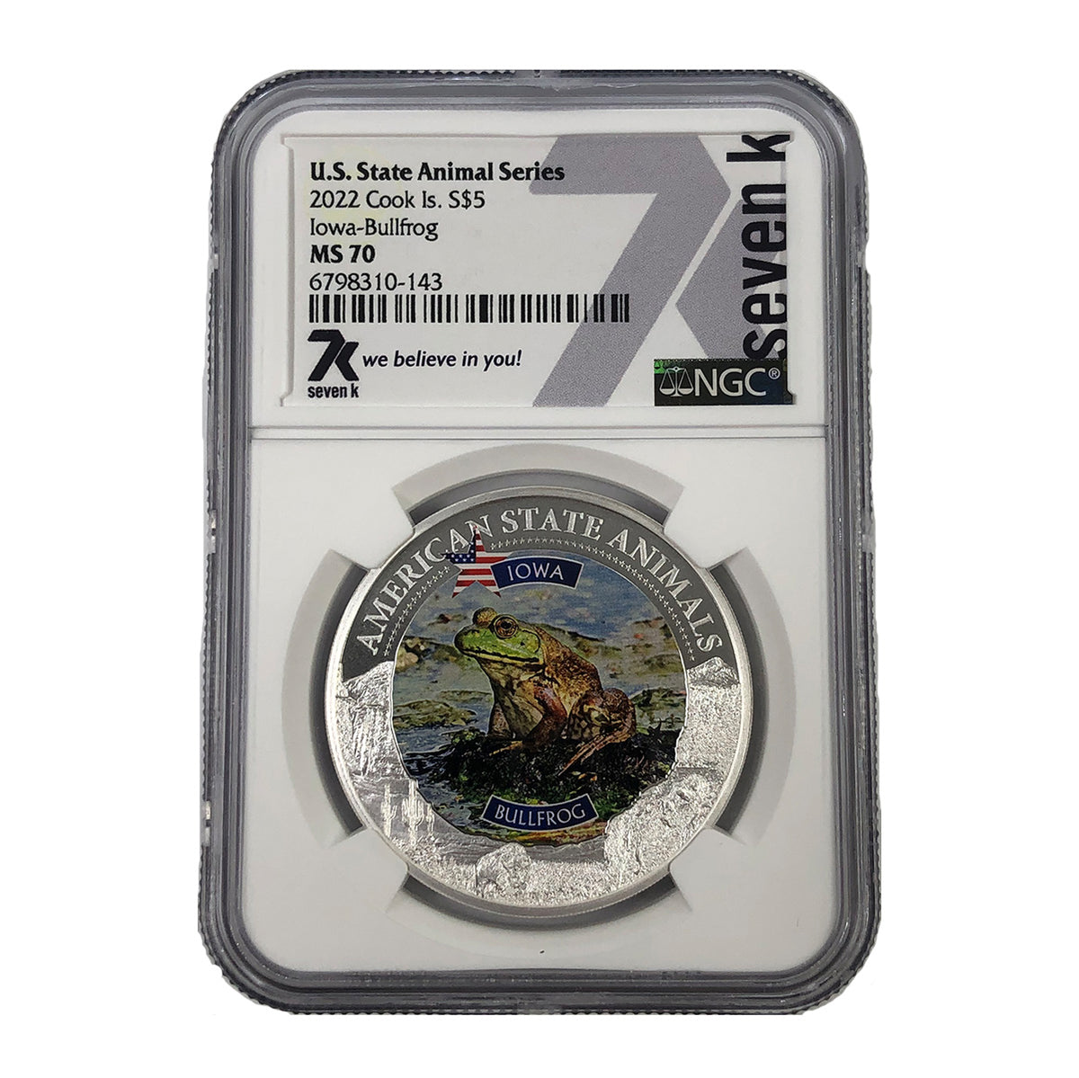 2022 Cook Island 1 oz Silver Iowa Bullfrog NGC MS70