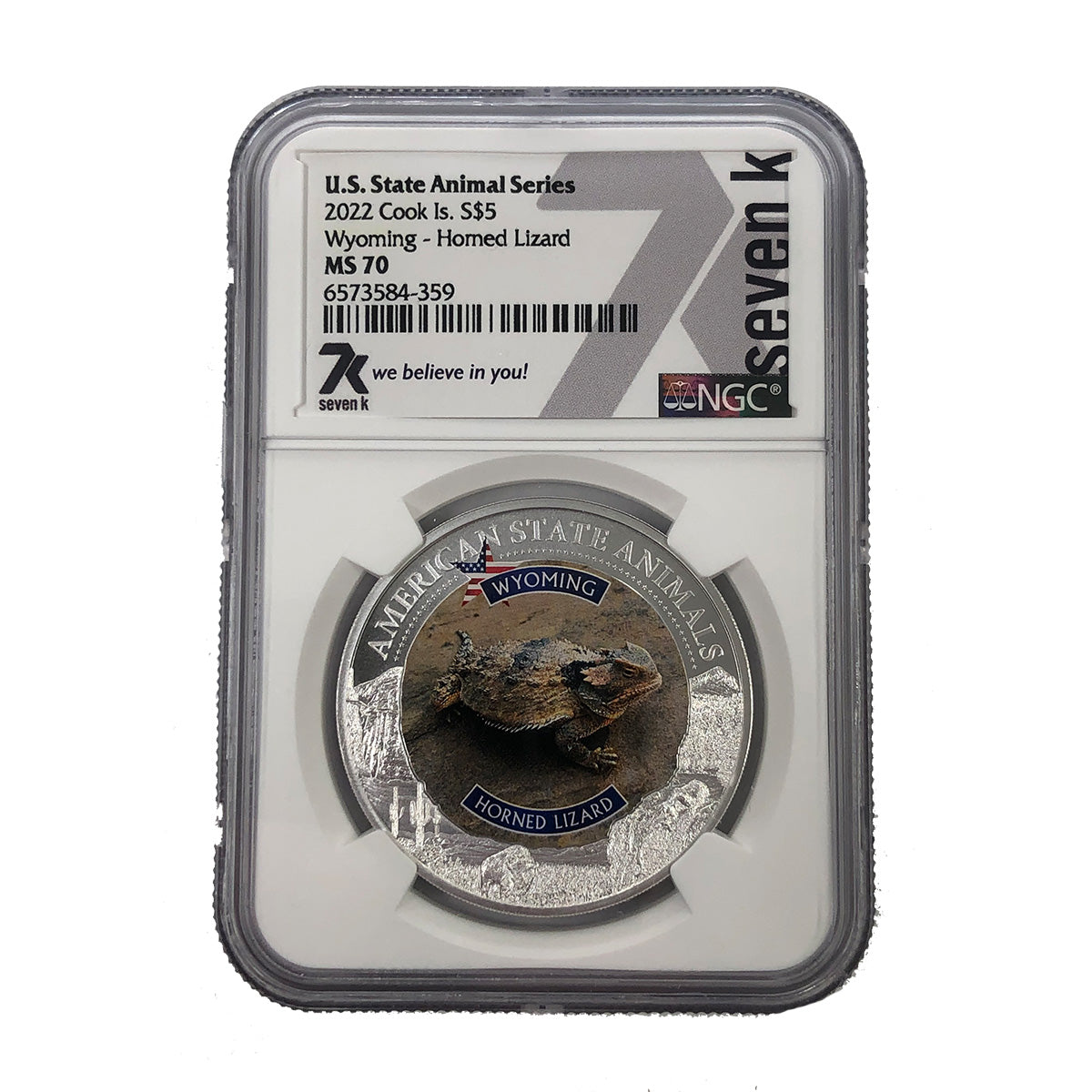 2022 Cook Island 1 oz Silver Wyoming Horned Lizard NGC MS70