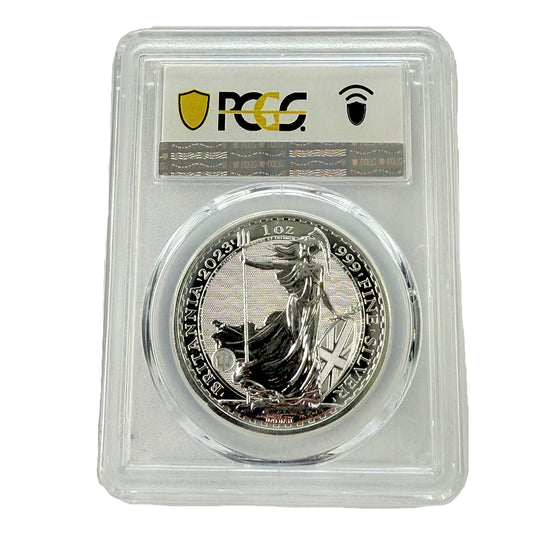 2023 British £2 1 oz Silver Britannia PCGS Brilliant