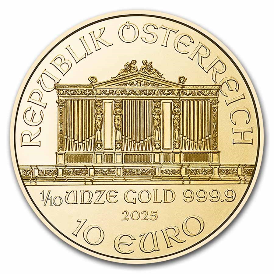 2025 Austrian 1/10 oz Gold Philharmonic (BU)