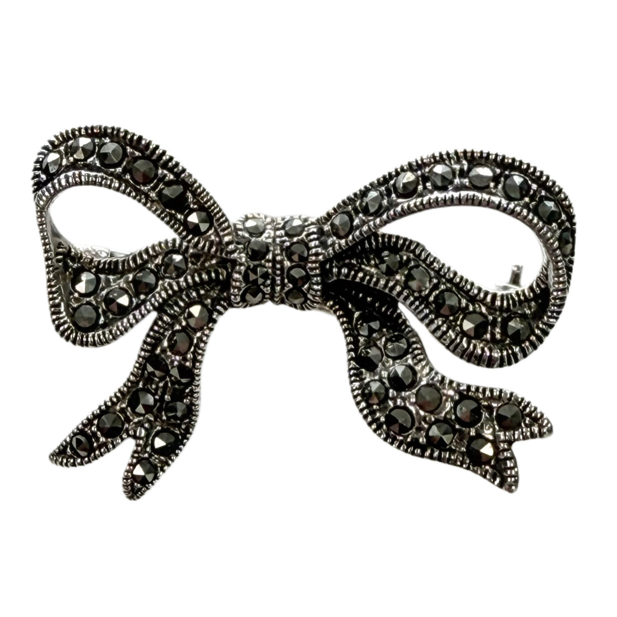 Silver & Marcasite Bow Pin