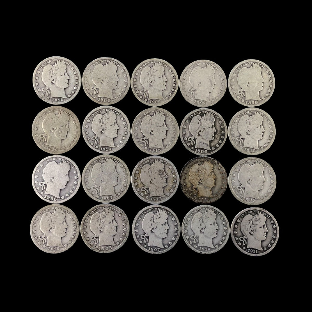 Lot of 20 Barber Quarters (Good / Better)