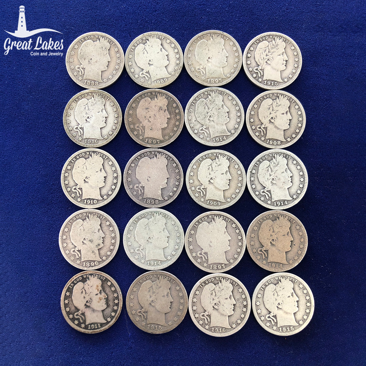 Lot of 20 Barber Quarters