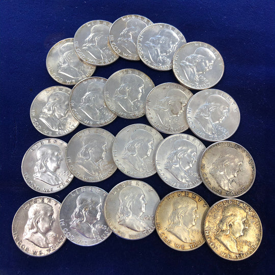Lot of 20 Franklin Half Dollars (AU)
