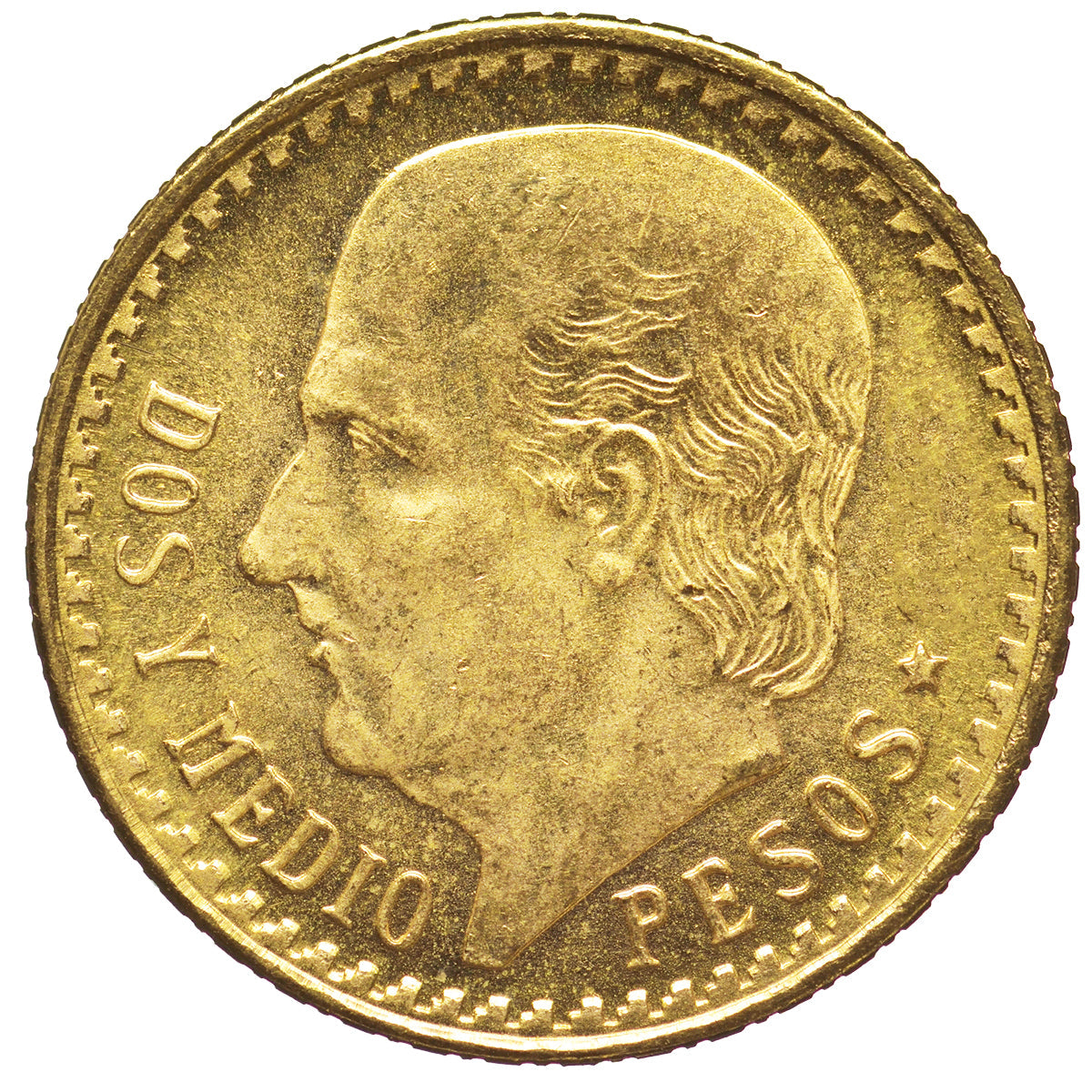 Mexican 2 1/2 Pesos Gold Coin (AU / Better)