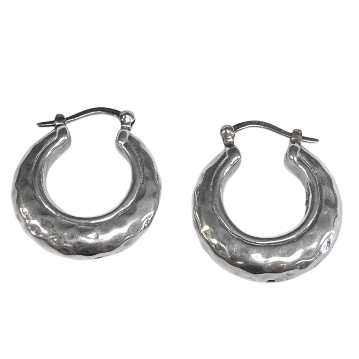 Hammered Silver Hoop Earrings