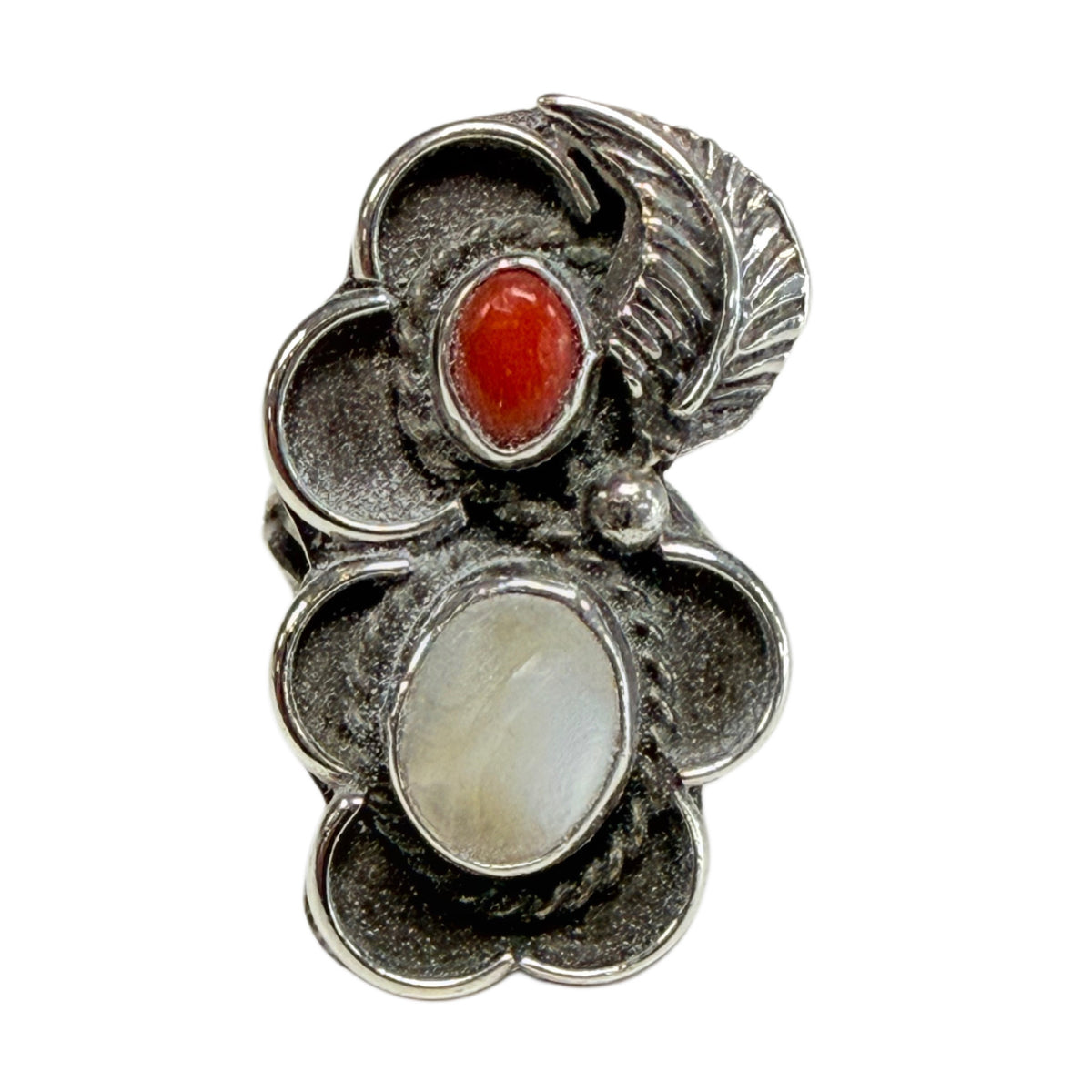 Native American Mother of Pearl & Coral Ring