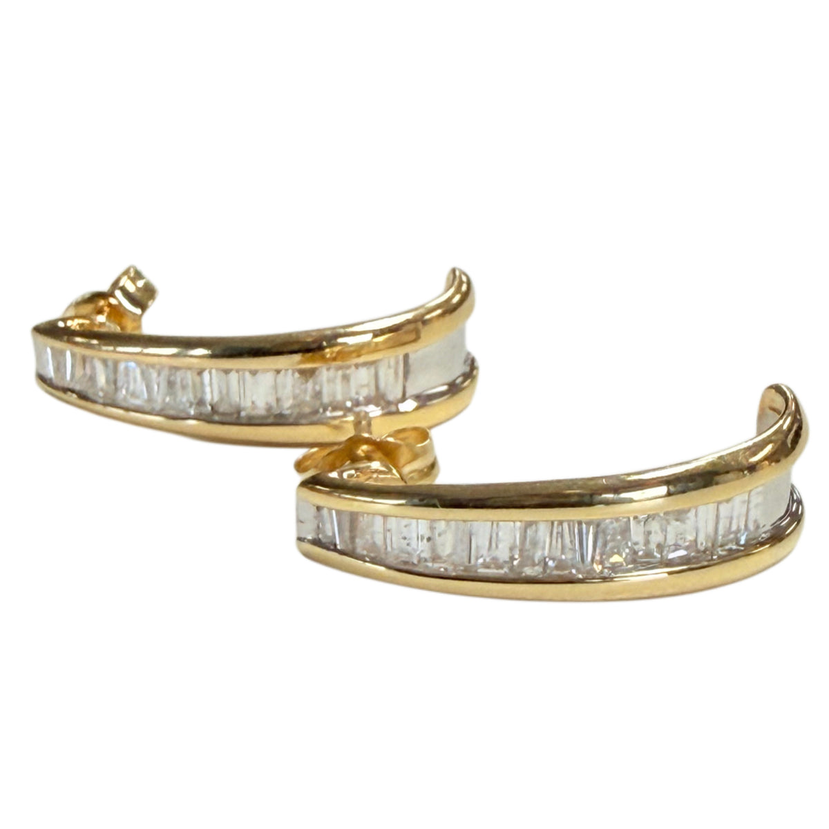 14k Two Tone Diamond Earrings