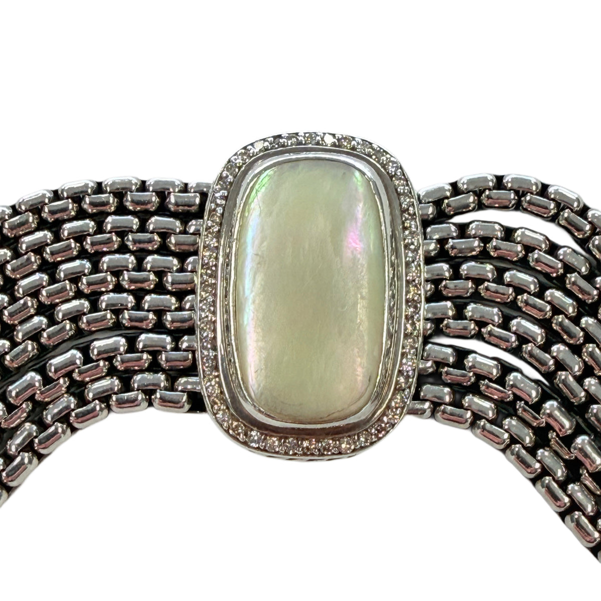 Preloved David Yurman Silver Mother of Pearl & Diamond Bracelet