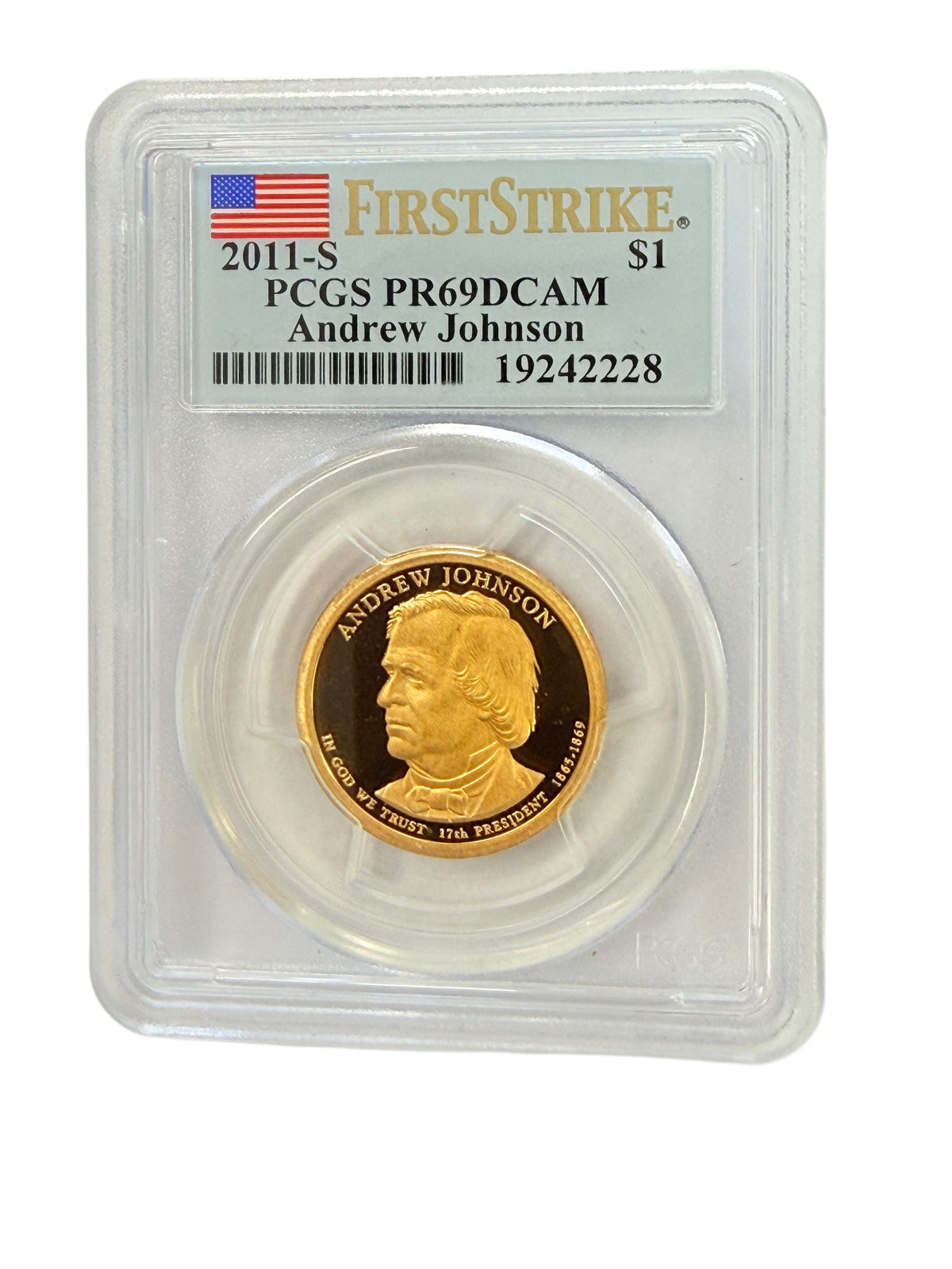 2011-S Andrew Johnson Presidential Dollar PCGS PR69 DAM