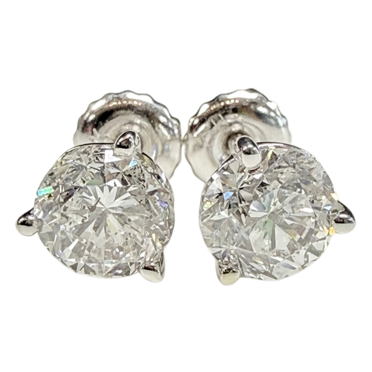 14k White Gold 2 Ct Natural Diamond Stud Earrings