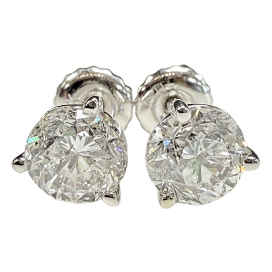 14k White Gold 2 Ct Natural Diamond Stud Earrings
