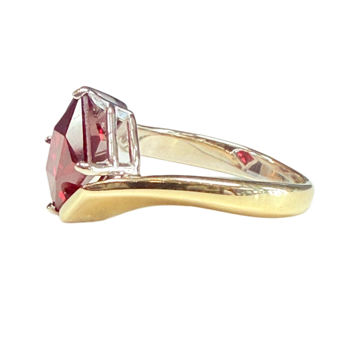 14k Two Tone Gold & Garnet Ring