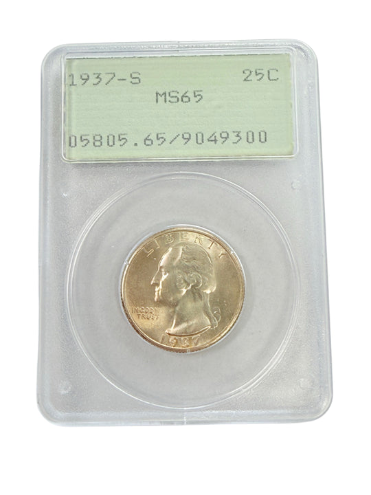 1937-S Washington Quarter PCGS MS65