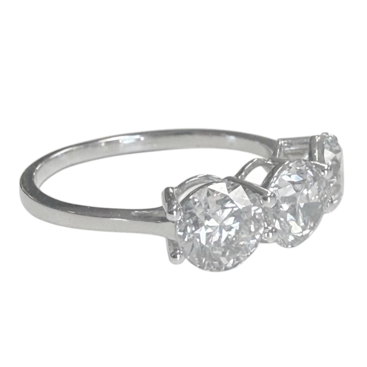 14k White Gold Three Stone Diamond Ring