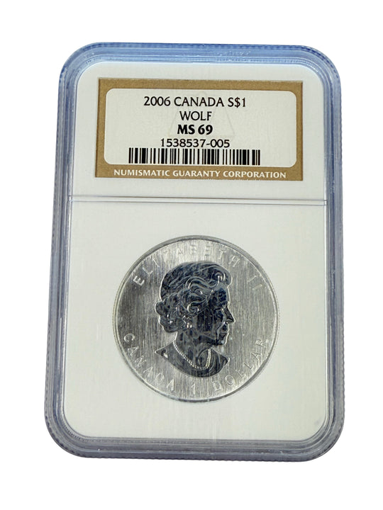 2006 Canada $1 1/2 oz Wolf NGC MS69