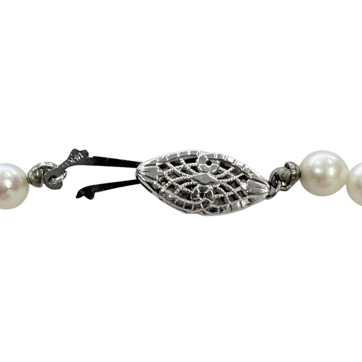 14k White Gold Faux Pearl Necklace