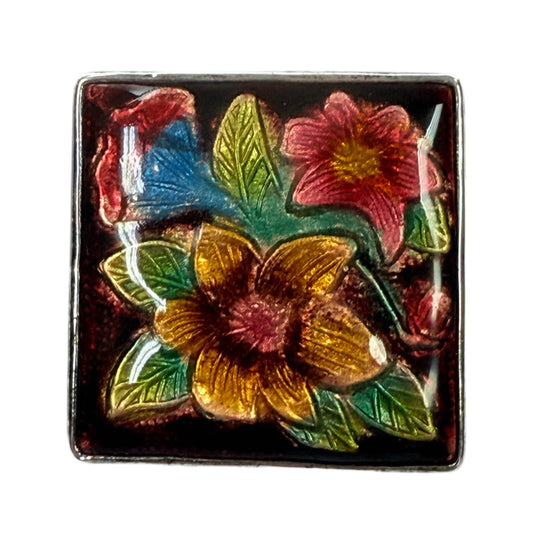 Floral Silver & Enamel Pin