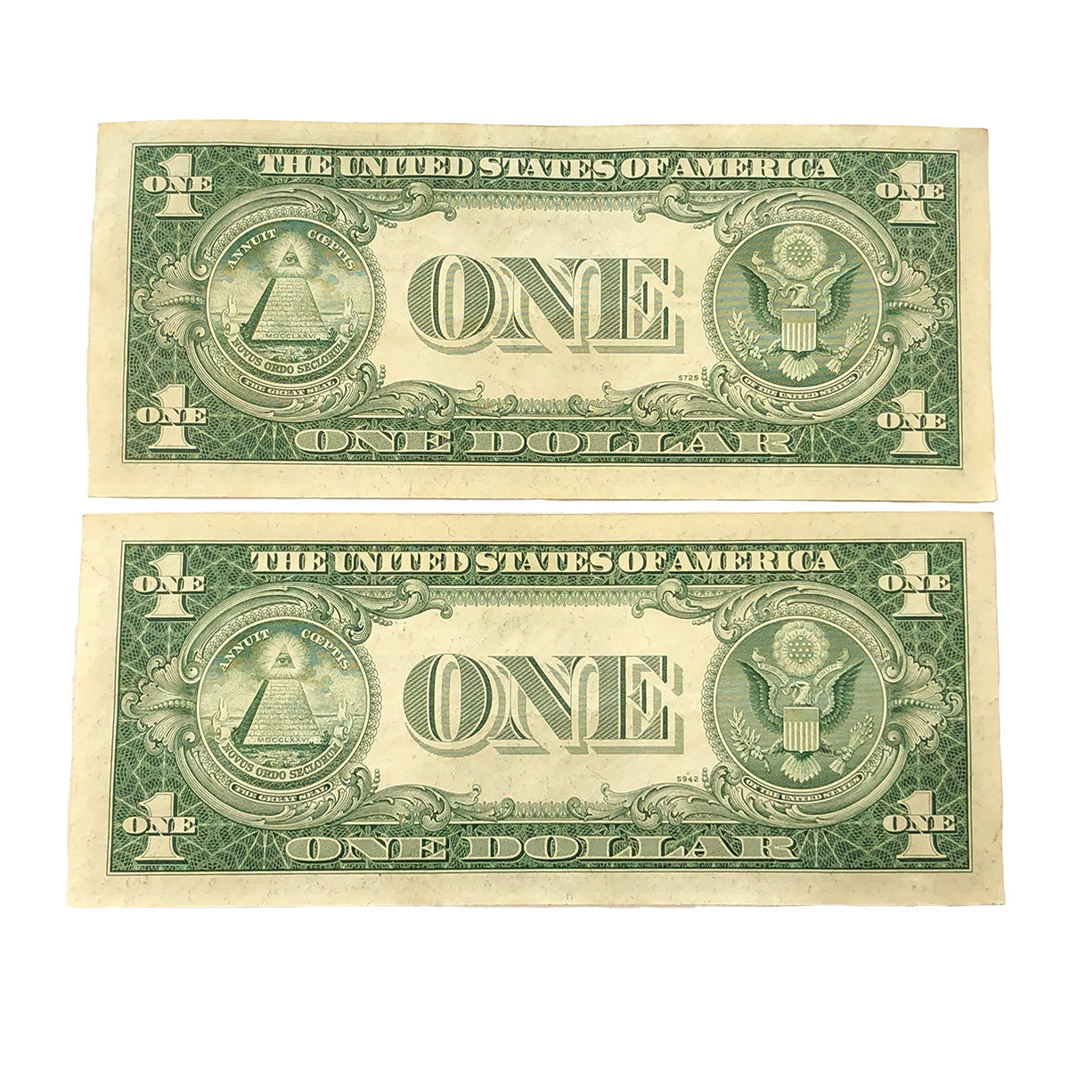 Two Consecutive 1935-E $1 Silver Certificates (AU)