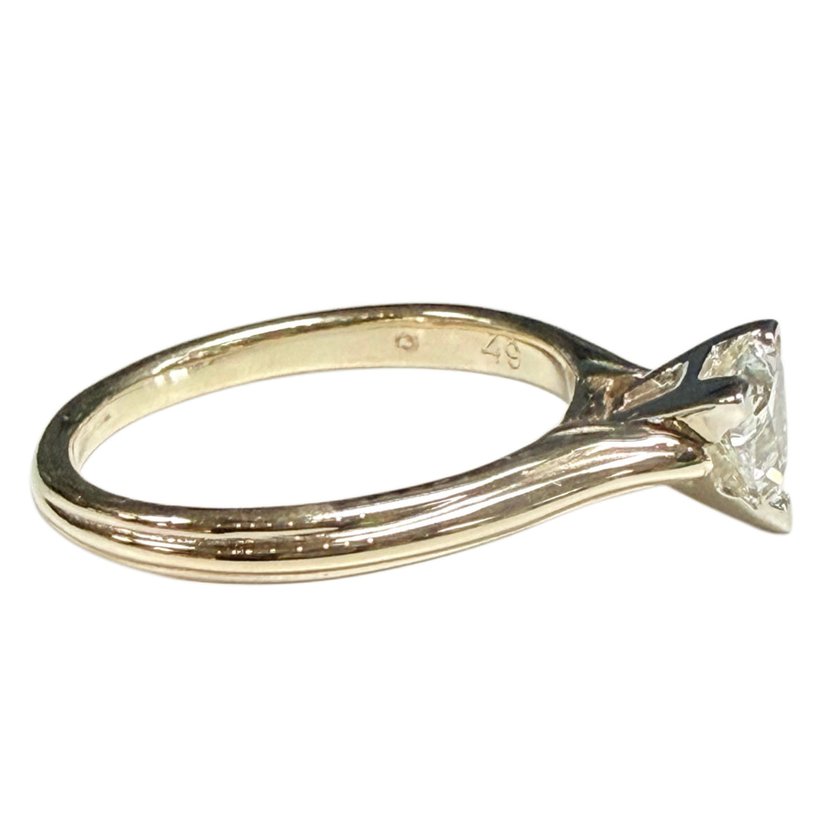 14k Yellow Gold Trillion Diamond Ring