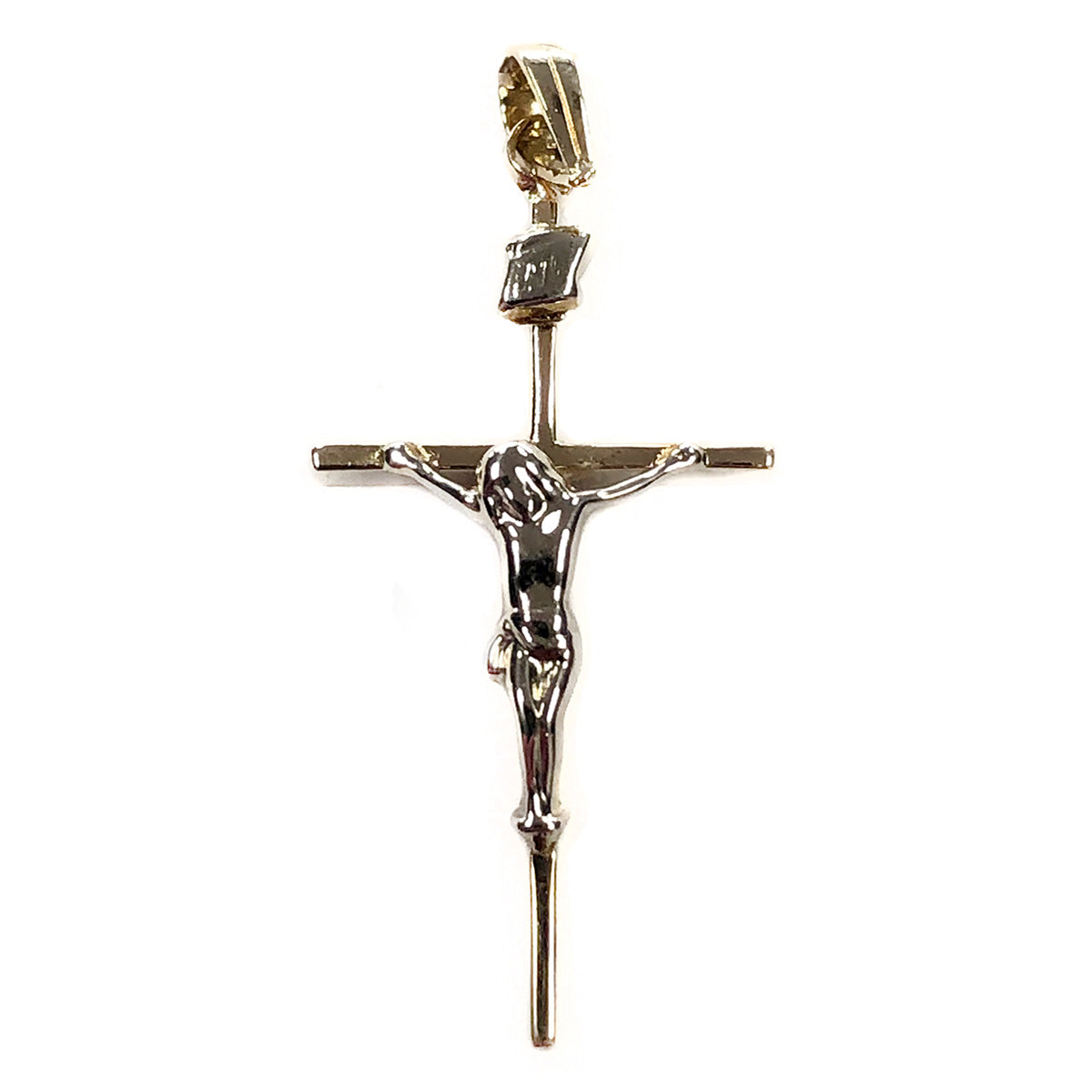 14 k Two Tone Gold Crucifix Pendant