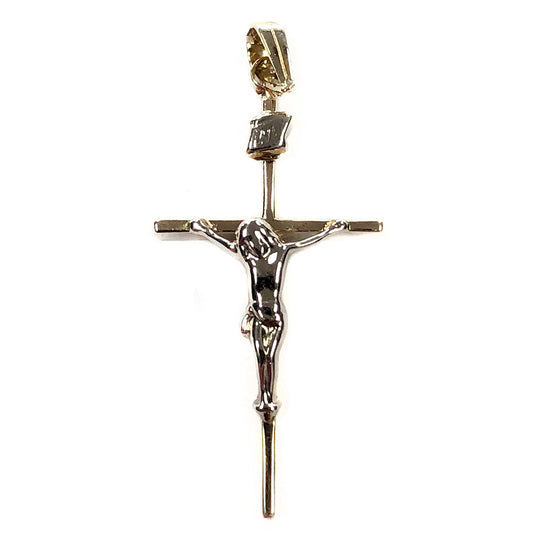 14k Two Tone Gold Crucifix Pendant
