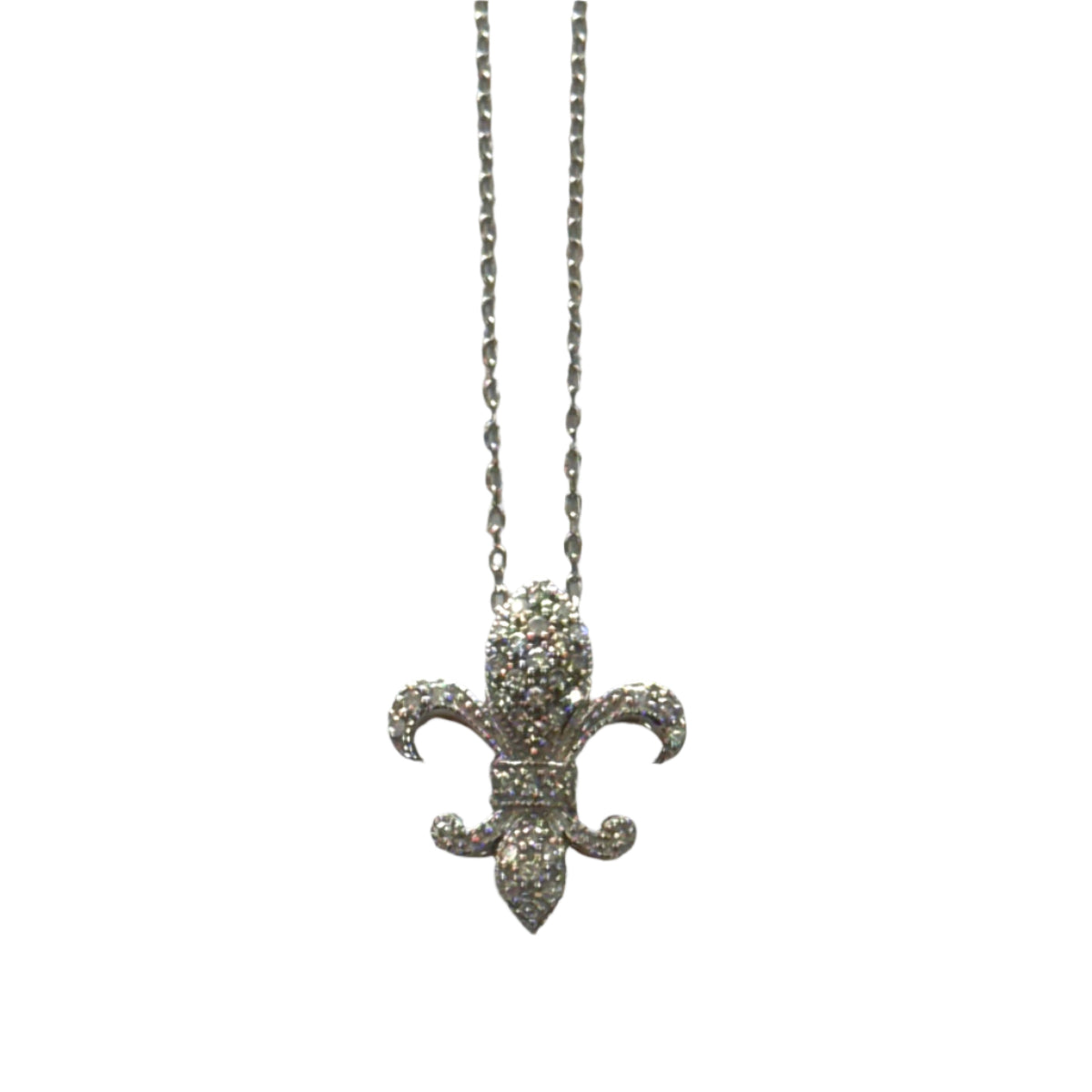 14k Gold & Diamond Fleur de Lis Necklace