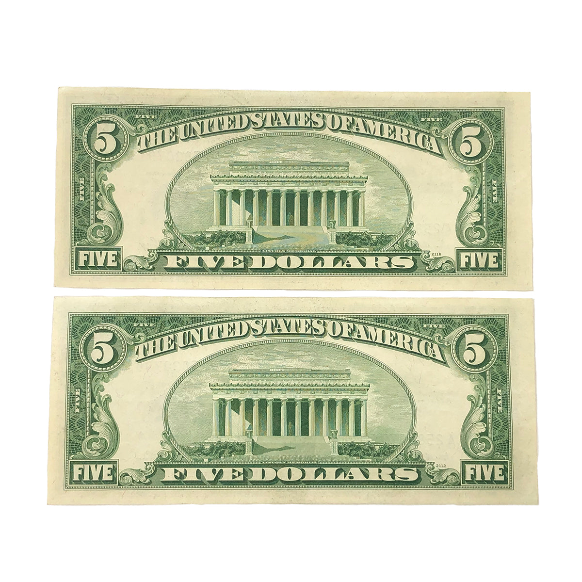Lot of 2 Consecutive 1953 $5 Silver Certificate (XF)