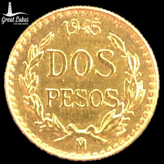 1945 Mexican Gold 2 Pesos (AU)