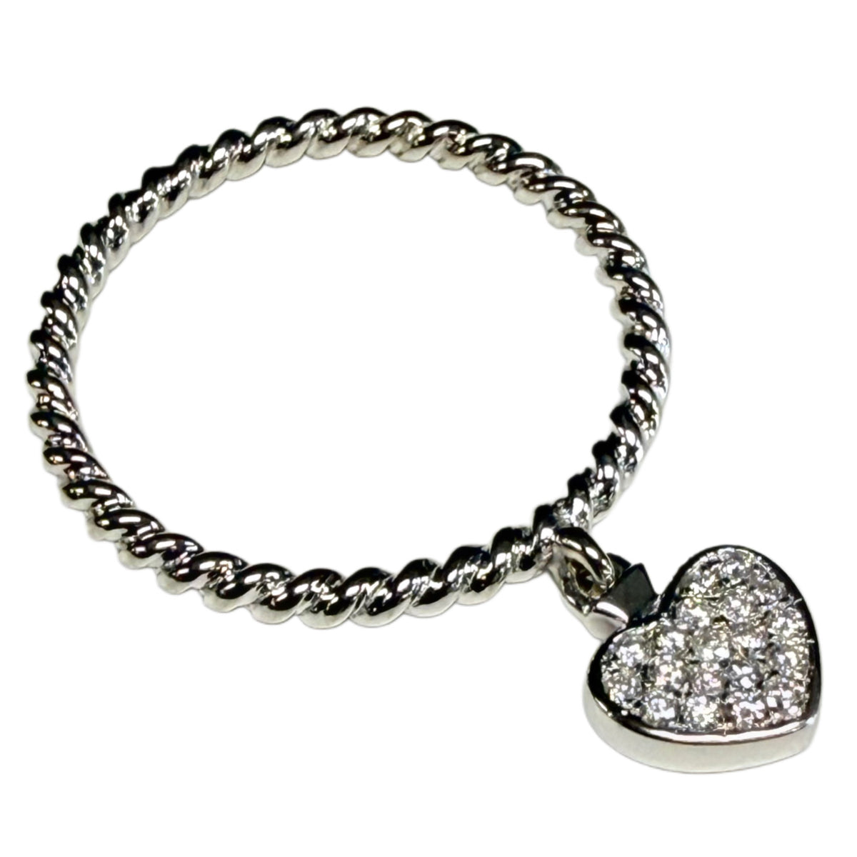 10k White Gold & Diamonds Charm Ring