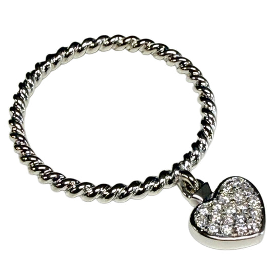 10k White Gold & Diamonds Charm Ring
