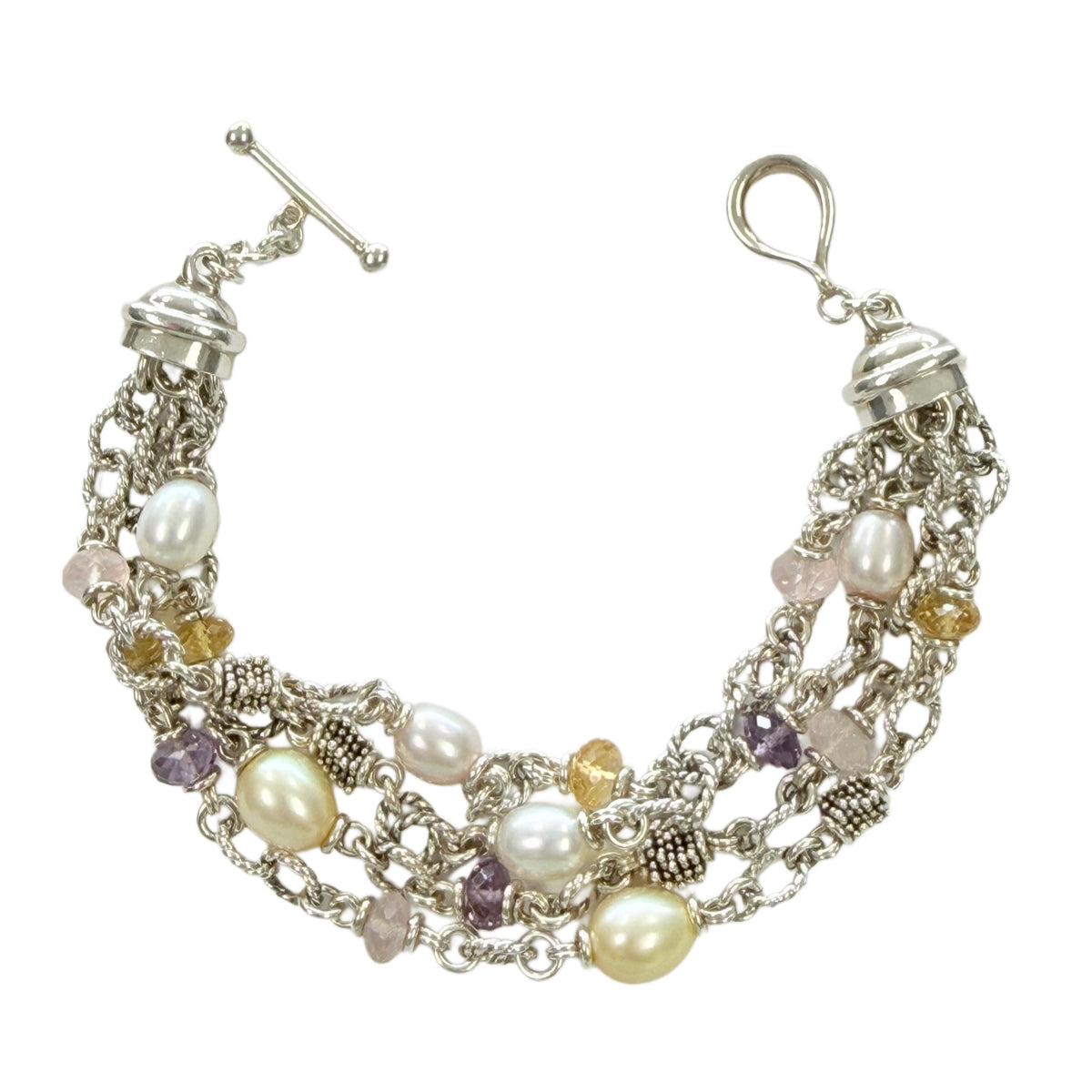 Michael Dawkins Silver Pearl & Gemstone Bracelet