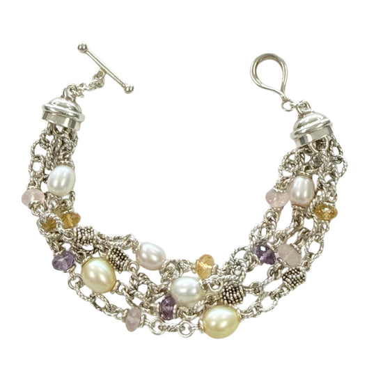 Michael Dawkins Silver Pearl & Gemstone Bracelet
