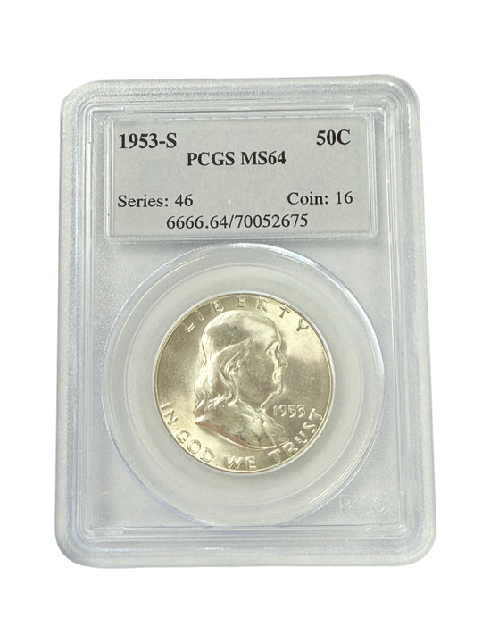 1953-S Franklin Half Dollar PCGS MS64