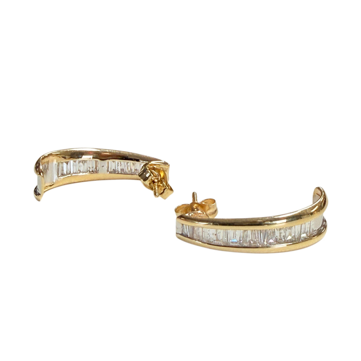 14k Two Tone Diamond Earrings