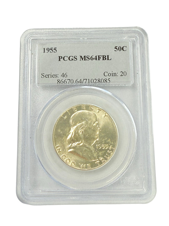 1955 Franklin Half Dollar PCGS MS64 FBL