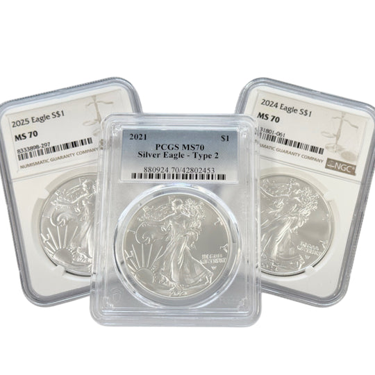 1 oz American Silver Eagle MS70 (Random Year) (PCGS / NGC)