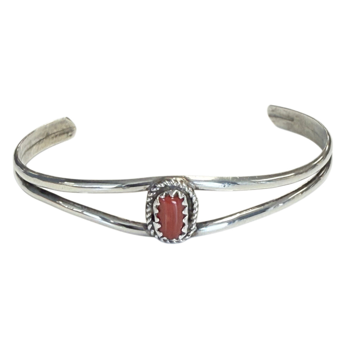 Native American Sterling and Coral Bangle