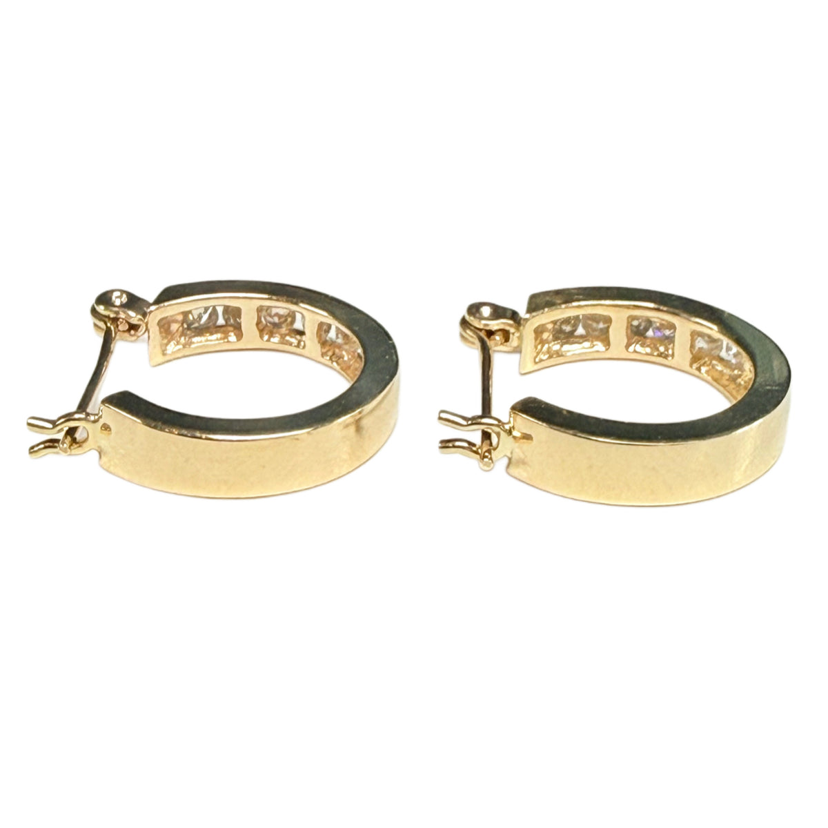 14k Yellow Gold Diamond Hoop Earrings