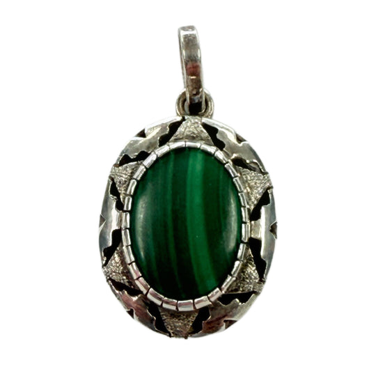 Native American Silver & Malachite Pendant