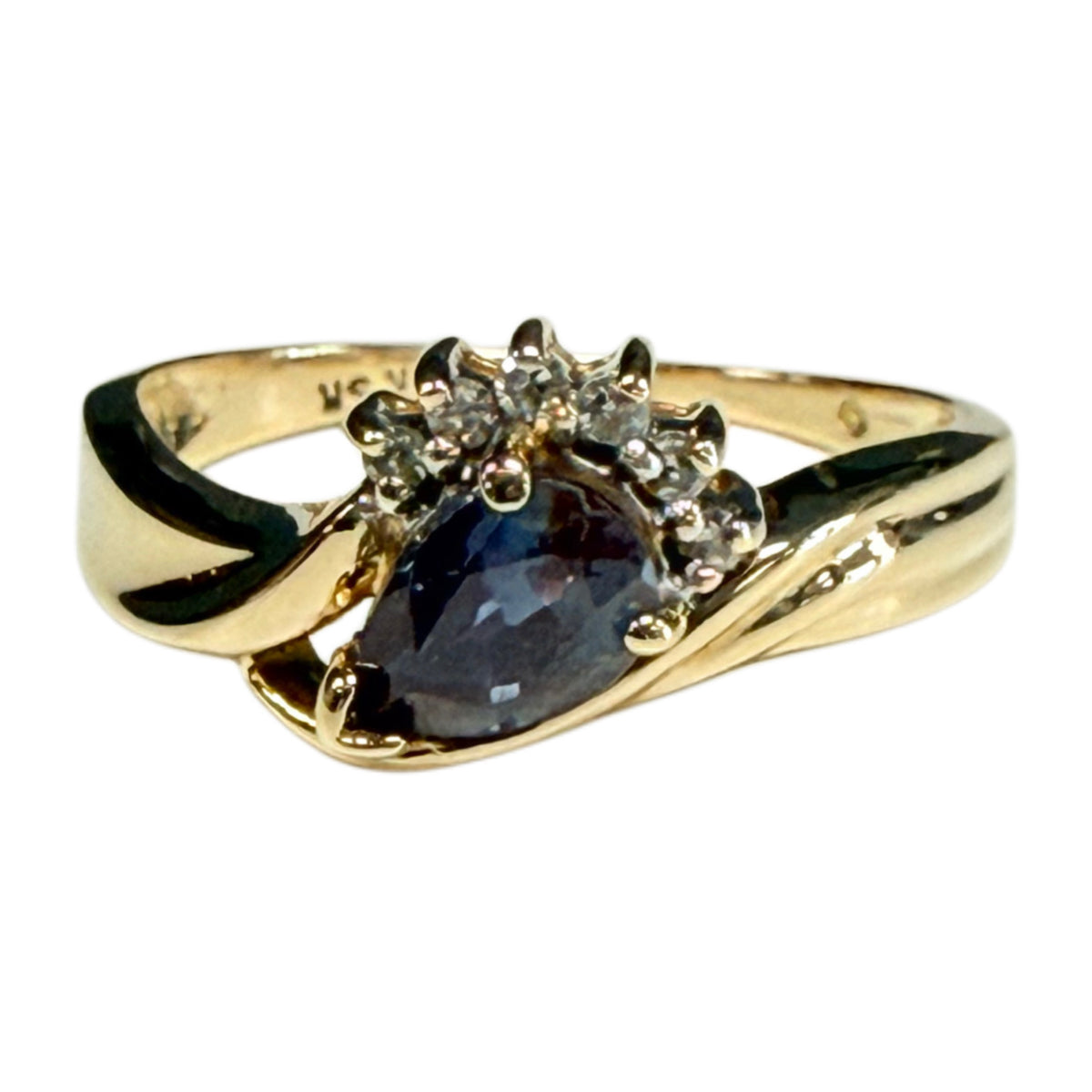 14k Yellow Gold Spinel & Diamond Ring