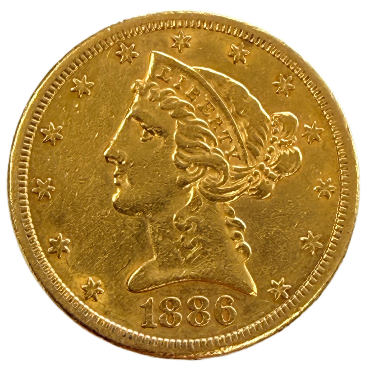 1886-S $5 Liberty Gold Half Eagle (Low Premium)