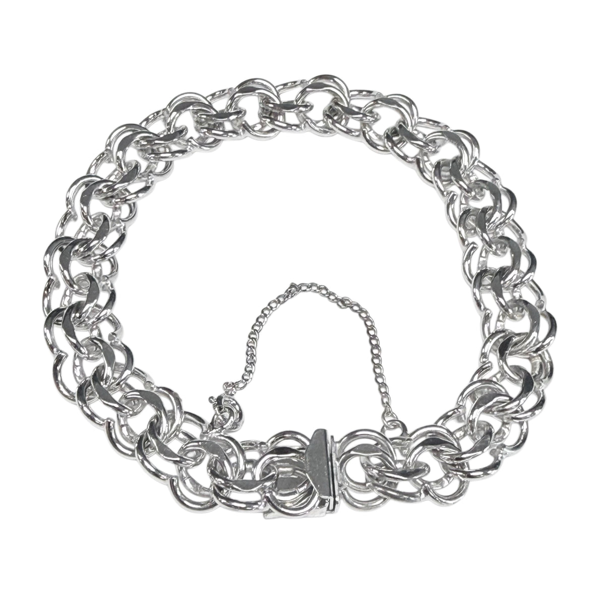 Silver Double Link Charm Bracelet