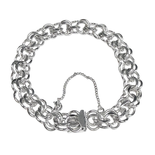 Silver Double Link Charm Bracelet