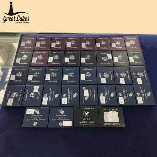 Set of 36 American Silver Eagle Proofs (With Boxes & CoAs)